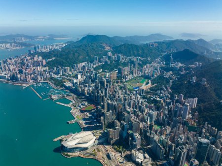Téléchargez les photos : Hong Kong - 08 décembre 2021 : Vue aérienne de la ville de Hong Kong - en image libre de droit