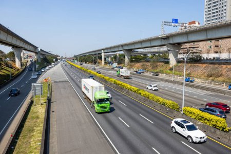 Photo for New Taipei, Taiwan - 14 November 2022: Linkou freeway in the New Taipei city - Royalty Free Image