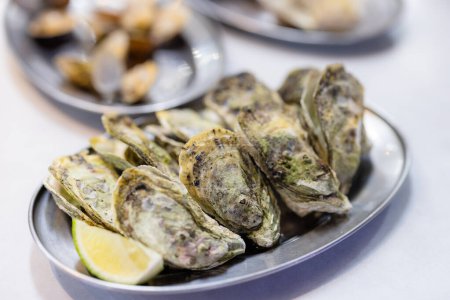 Photo for Dish of grill oyster seafood - Royalty Free Image