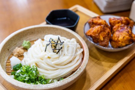 Photo for Cold Udon with crispy chicken thigh - Royalty Free Image