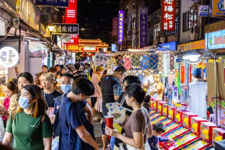 Photo for Taipei, Taiwan - 17 April 2023: Taiwan Raohe Street Night Market in Taipei city - Royalty Free Image
