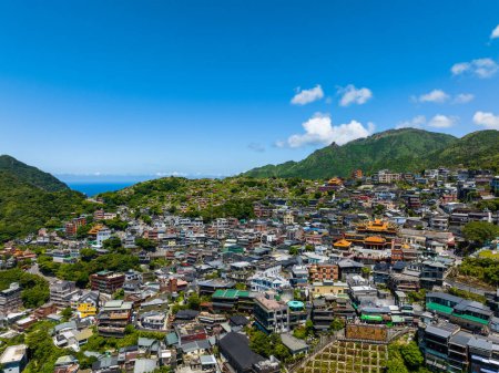 Photo for Drone fly over Taiwan Jiufen village - Royalty Free Image