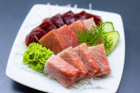 Photo for Dish of japanese foods sashimi with Toro - Royalty Free Image