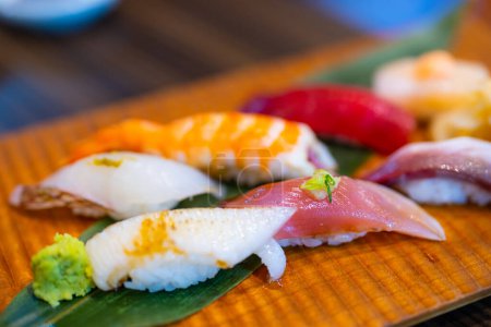 Photo for Sushi set in Japanese restaurant - Royalty Free Image