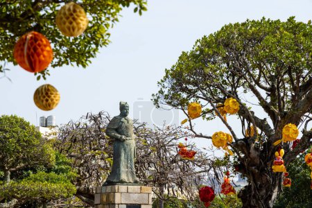 Téléchargez les photos : Tainan, Taiwan - 27 février 2023 : Sculpture de Zheng Chenggong à Anping Old Fort à Tainan de Taiwan - en image libre de droit
