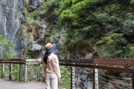 Hiking woman go Taiwan Hualien taroko Gorge hiking trail