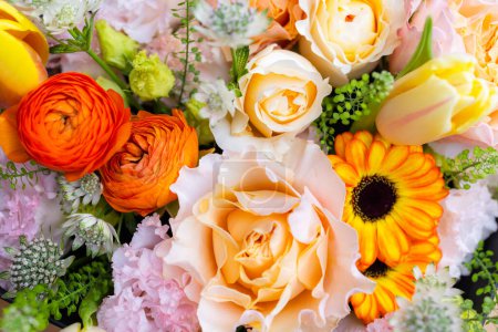 Téléchargez les photos : Ensemble de boîte à fleurs avec différentes fleurs - en image libre de droit