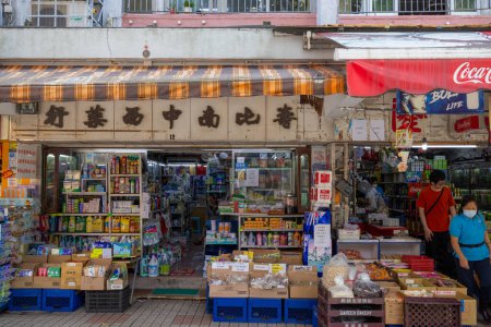 Photo for Hong Kong - 27 June 2023: Hong Kong old style store in the public estate - Royalty Free Image