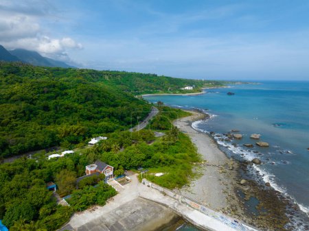 Photo for Top view of Taitung sea coastline in Taiwan - Royalty Free Image