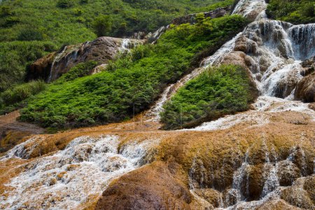 Photo for Jinguashi golden waterfall in New Taipei city of Taiwan - Royalty Free Image