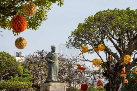 Photo for Tainan, Taiwan - 27 February 2023: Zheng Chenggong sculpture in Anping Old Fort in Tainan of Taiwan - Royalty Free Image