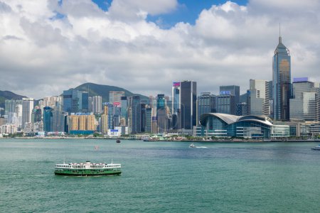 Photo for Hong Kong - 20 June 2023: Hong Kong Victoria harbor - Royalty Free Image