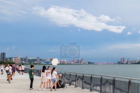 Téléchargez les photos : Taiwan - 23 août 2023 : Tamsui rive de la rivière à Taiwan - en image libre de droit