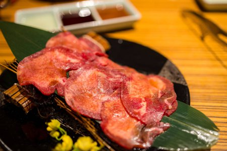 Photo for Fresh raw beef in barbecue restaurant - Royalty Free Image