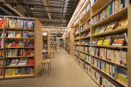 Photo for Taiwan - 04 May 2023: Inside of the Tsutaya book store in Taoyuan city - Royalty Free Image