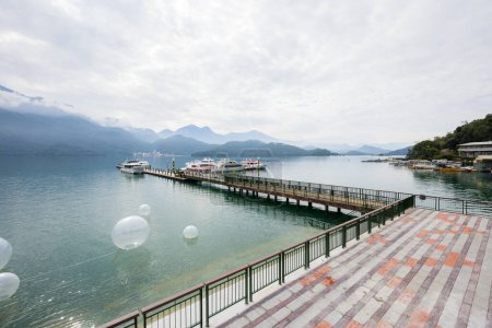 Photo for Nantou, Taiwan - 18 October 2022: Sun moon lake jetty pier in Nantou of Taiwan - Royalty Free Image
