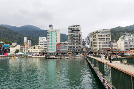 Photo for Nantou, Taiwan - 18 October 2023: Pier beside the sun moon lake in Taiwan - Royalty Free Image