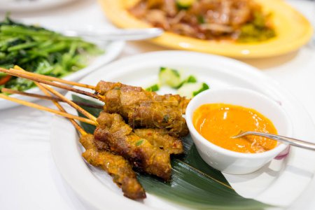 Photo for Chicken meat satay in restaurant - Royalty Free Image