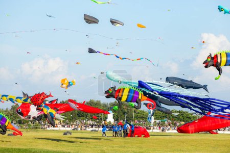 Foto de Hsinchu, Taiwán - 10 de septiembre de 2023: Festival internacional de cometas de la ciudad de Hsinchu en el parque - Imagen libre de derechos