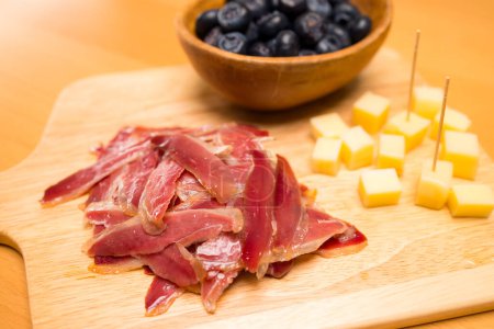 Photo for Arrangement of delicatessen cold cuts with smoked ham - Royalty Free Image