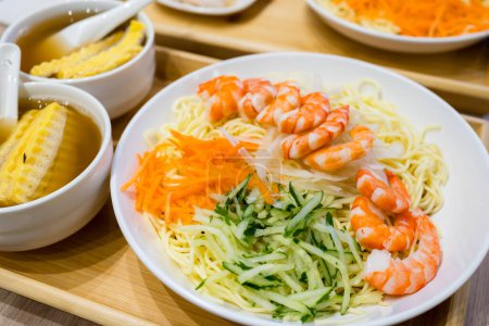 Photo for Cold noodles with shrimp carrot and cucumber - Royalty Free Image