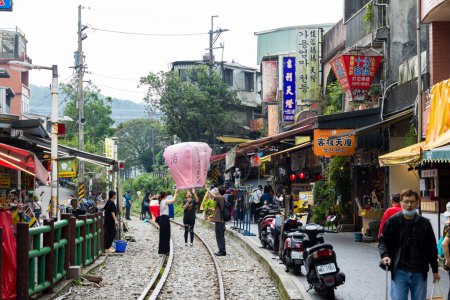 Photo for Taipei, Taiwan - 20 October 2023: Shihfen Old Street in Taipei city - Royalty Free Image