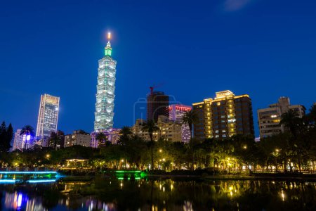 Photo for Taipei, Taiwan - 14 September 2023: Taipei city landmark at in the evening - Royalty Free Image