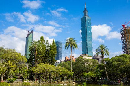 Photo for Taipei, Taiwan - 02 October 2023: Taipei city landmark over the blue sky - Royalty Free Image