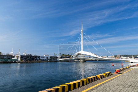 Photo for Taiwan - 02 February 2024: Scenery of the Great Harbor Bridge in the port of Kaohsiung in Taiwan - Royalty Free Image