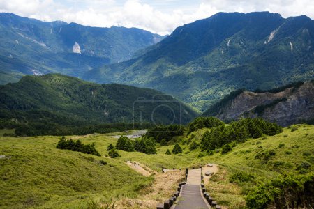 Hiking trail over the mountain in Hehuanshan in Taichung