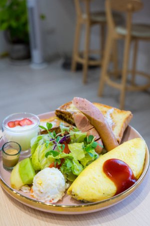 Photo for All day breakfast with salad and toast - Royalty Free Image
