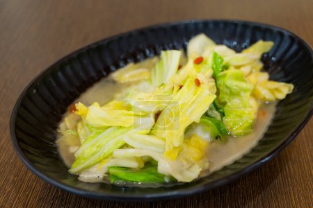 Chicken soup with cabbage on dish