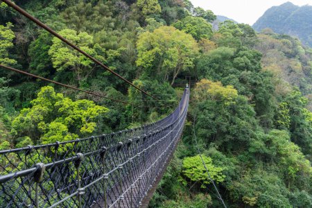 Suspension bridge in Xiao Wulai Skywalk in Taoyuan Tourism of Taiwan