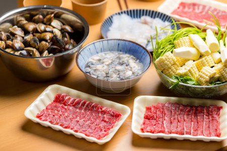 Photo for Homemade hot pot with beef and clam - Royalty Free Image