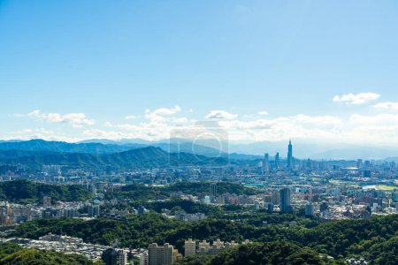 Photo for Taipei city skyline with blue sky - Royalty Free Image