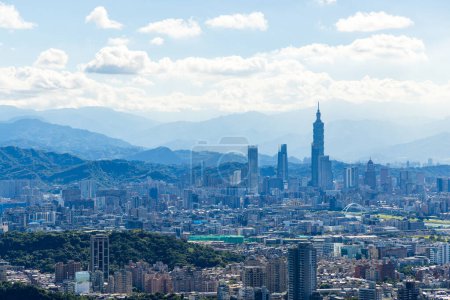 Photo for Taipei, Taiwan - 14 December 2023: Taipei city skyline with blue sky - Royalty Free Image
