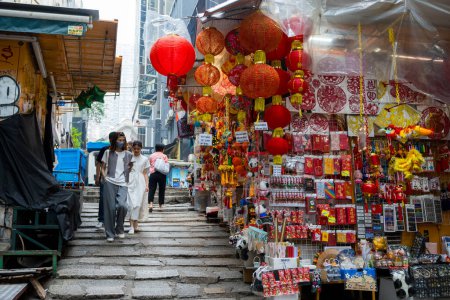 Photo for Central, Hong Kong - 01 April 2024: Vendor shop in Hong Kong central district - Royalty Free Image