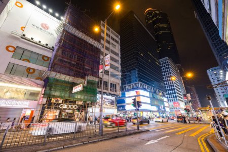 Photo for Hong Kong - 05 April 2024: Hong Kong city street located in Mongkok district at night - Royalty Free Image
