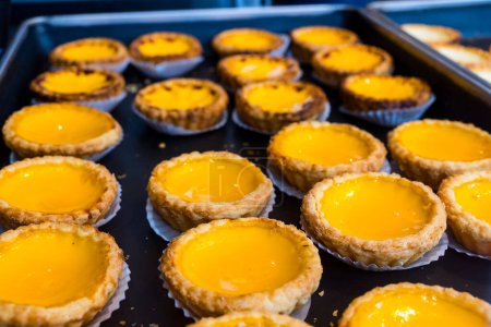 Photo for Fresh baked egg tart in the bakery shop - Royalty Free Image