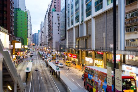 Photo for Hong Kong - 26 June 2023: Hong Kong city in North Point in the evening - Royalty Free Image