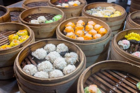 Photo for Dim sum inside the steamed basket - Royalty Free Image