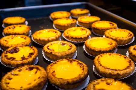 Photo for Fresh baked egg tart in the bakery shop - Royalty Free Image