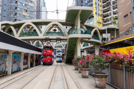 Téléchargez les photos : Hong Kong 08 avril 2024 : Tramway île de Hong Kong - en image libre de droit