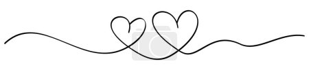 Ilustración de Dos corazones conectados dibujados con una línea. Ilustración vectorial - Imagen libre de derechos