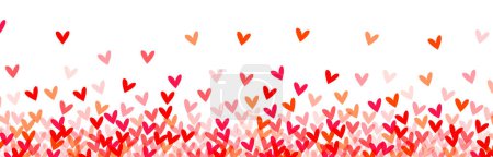 Téléchargez les illustrations : Augmentation vibrante des cœurs dans différentes nuances de rose et de rouge du fond. Illustration vectorielle - en licence libre de droit
