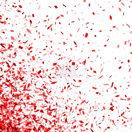 Foto de Una vívida lluvia de piezas de confeti rojo, en transición de denso a escaso, sobre un fondo blanco prístino, evocando un ambiente festivo - Imagen libre de derechos