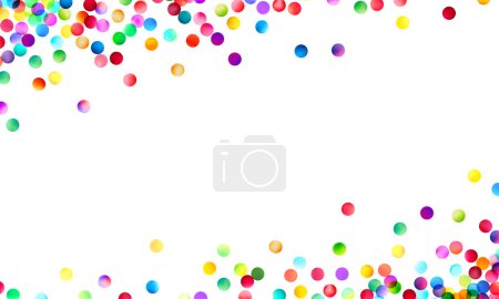 Foto de Una exuberante muestra de puntos de confeti brillantes y multicolores dispersos sobre un fondo blanco brillante, perfecto para celebraciones alegres. - Imagen libre de derechos