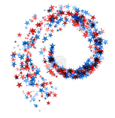 Foto de Un animado remolino de estrellas rojas y azules crea un patrón atractivo que evoca el orgullo estadounidense y el espíritu de celebración.. - Imagen libre de derechos