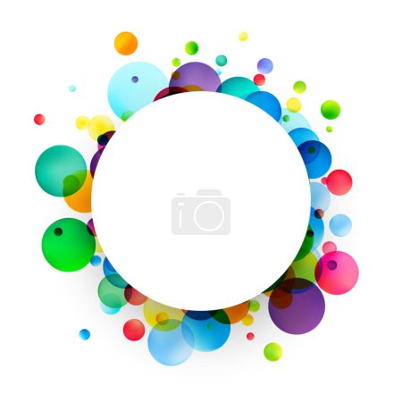 Foto de Un marco festivo creado por una variedad de burbujas coloridas y translúcidas, ideal para anuncios alegres o para resaltar momentos especiales con un toque de fantasía.. - Imagen libre de derechos