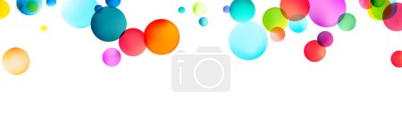 Illustration for A wide array of brightly colored, translucent spheres floating against a white backdrop, conveying a playful and whimsical air of lightness and joy. - Royalty Free Image